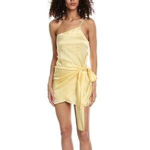 NWT AIDEN YELLOW ONE SHOULDER WRAP MINI DRESS